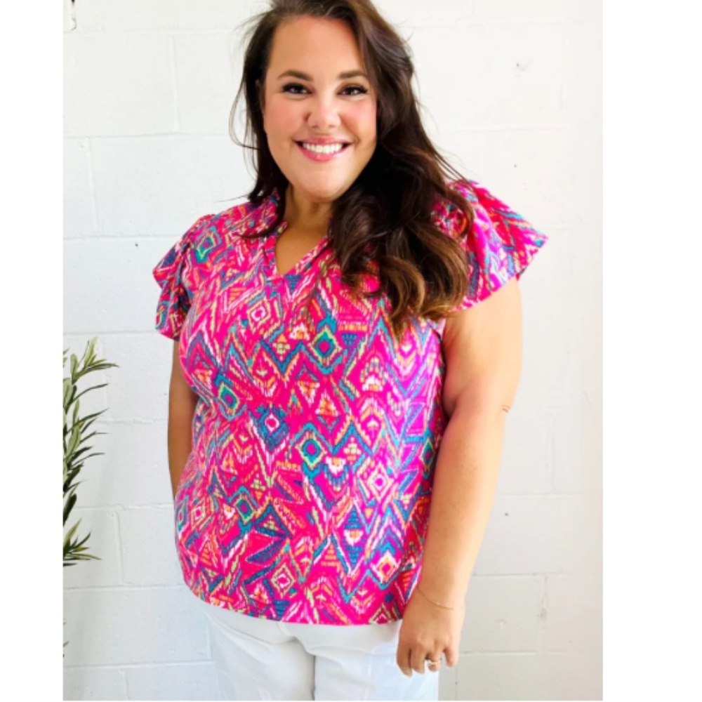 Chic Pink Patterned Blouse - image 1